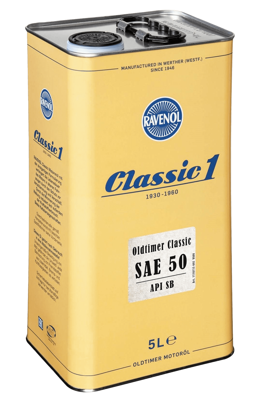 Моторное масло Ravenol Oldtimer Classic, 5л (RAVENOL: 1118115-005-01-999)