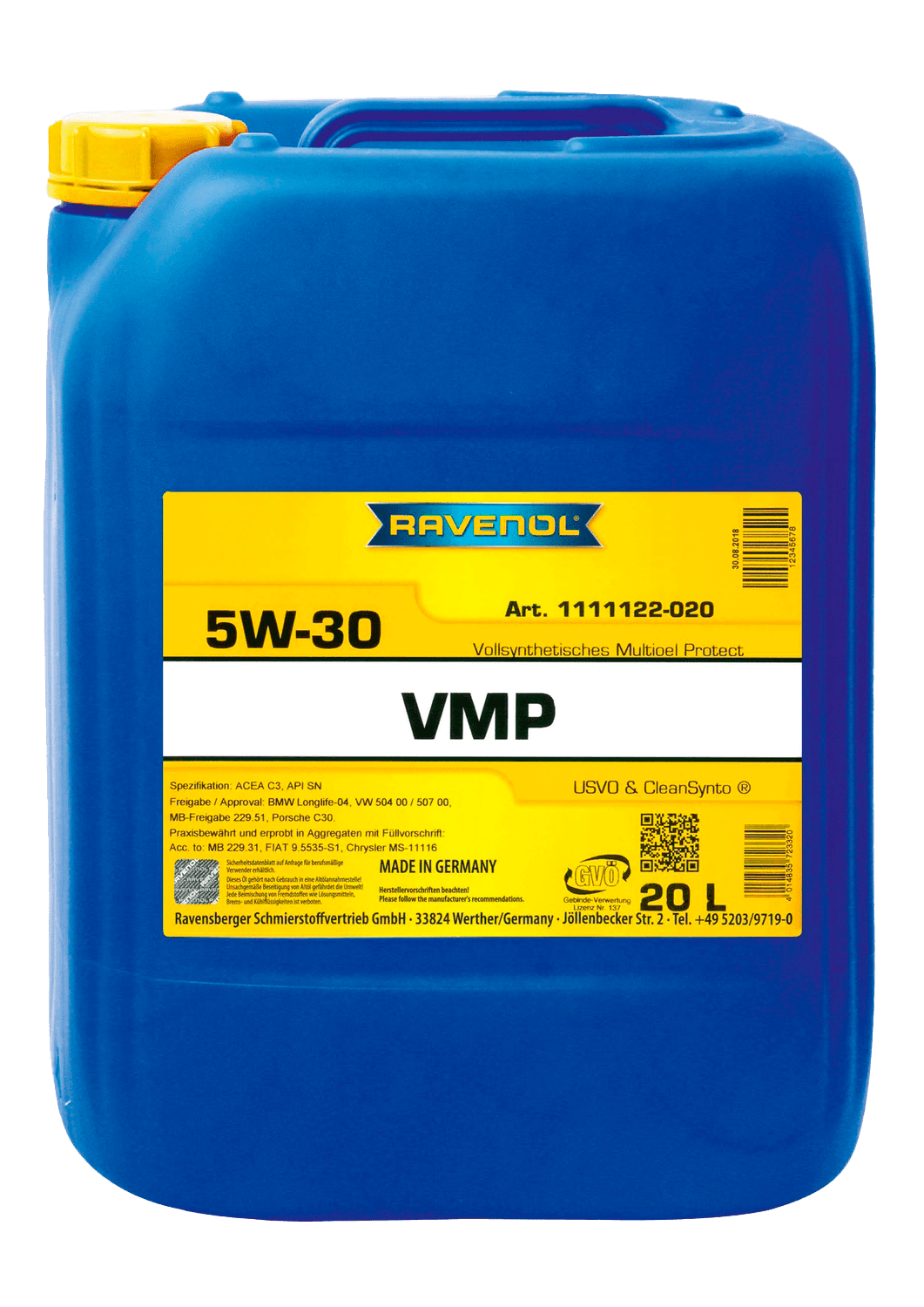 Моторное масло Ravenol VMP SAE 5W-30, 20л (RAVENOL: 1111122-020-01-998)