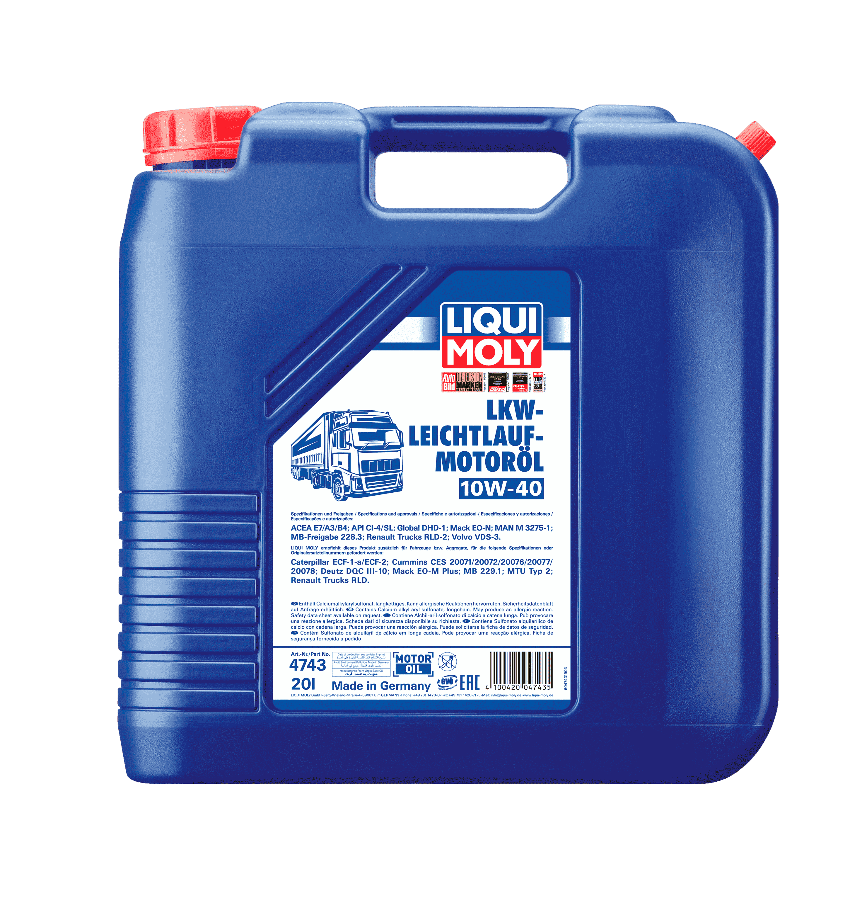 Моторное масло Liqui Moly LKW-Leichtlauf 10W-40, 20л (LiquiMoly: 4743)