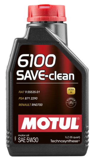 MOTUL 5W30 (1L) 6100 SAVE-CLEAN МАСЛО МОТОРНОЕ \АСЕА C2  АPI SN  FIAT 9.55535-S1 (MOTUL: 107960)