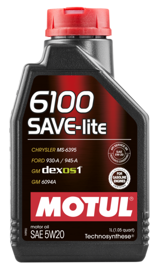 MOTUL 5W20 (1L) 6100 SAVE-LITE  МАСЛО МОТОРНОЕ\API SN/CF  ILSAC GF-5 CHRYSLER MS-6395  FORD M2C 930A (MOTUL: 108009)