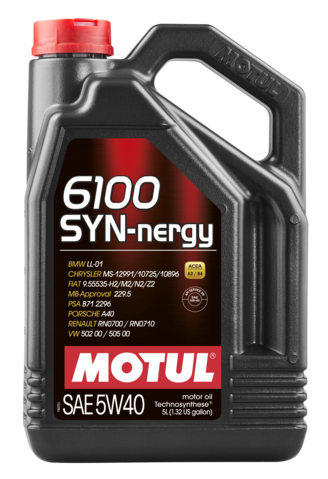 MOTUL 5W40 (5L) 6100 SYN-NERGY МАСЛО МОТОРНОЕ\ACEA A3/B4 API SN MB 229.5 VW 502/505 00 замена 103729 (107979)  (MOTUL: 107979)