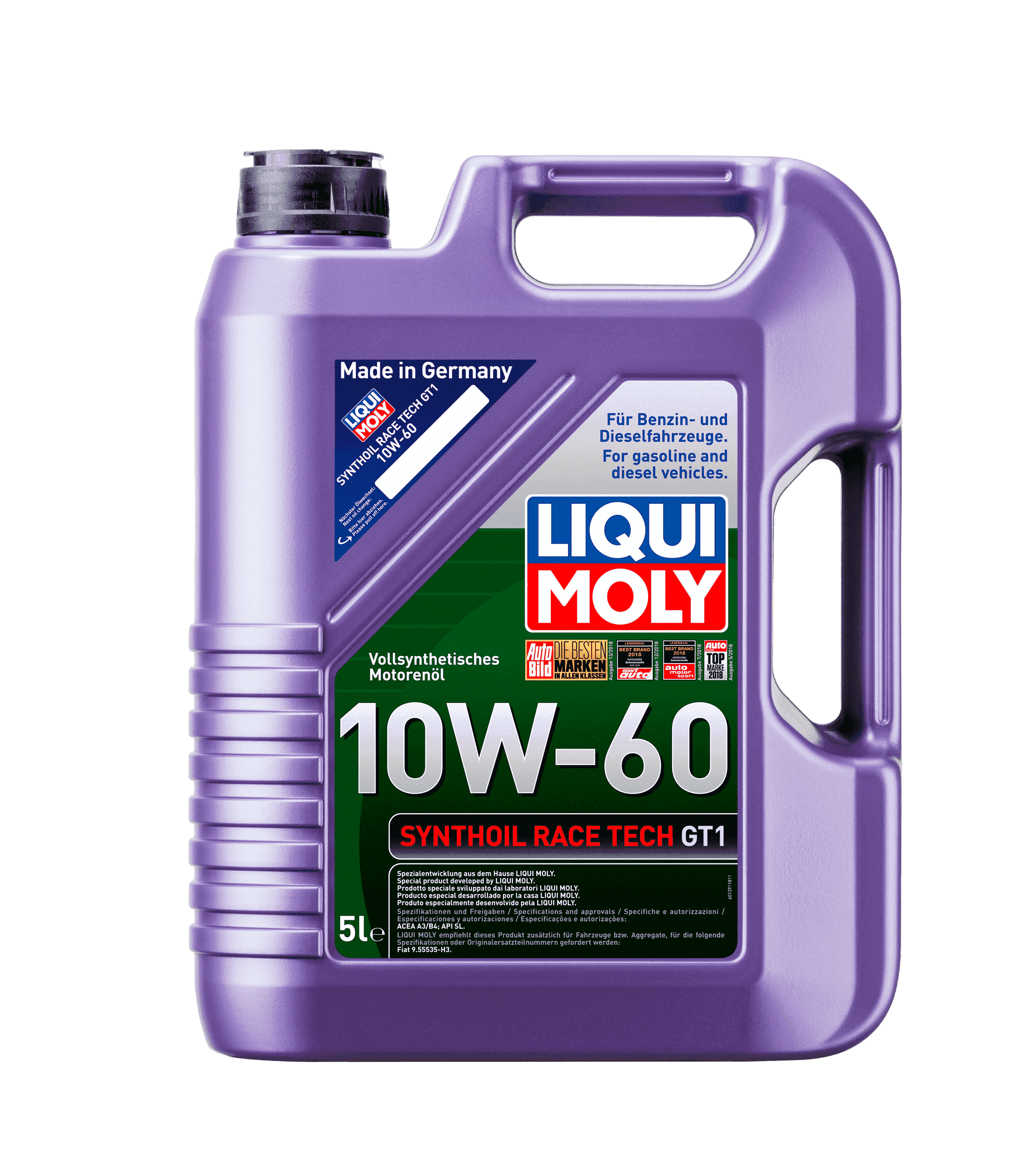 Моторное масло Liqui Moly Synthoil Race Tech GT1 10W-60, 5л (LiquiMoly: 8909)