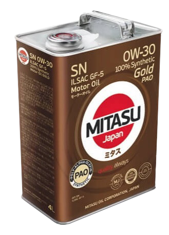 Моторное масло MITASU GOLD PAO SN 0W-30, 4л (MITASU: MJ-103-4)