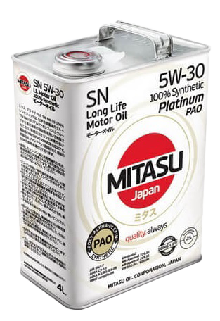 Моторное масло MITASU PLATINUM PAO SN 5W-30, 4л (MITASU: MJ-111-4)