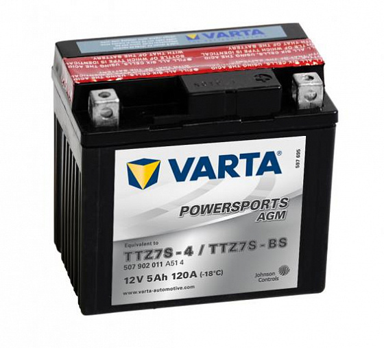 Аккумулятор Varta Powersports AGM 507 902 011 (5 A/h), 120A R+ (VARTA: 507 902 011)