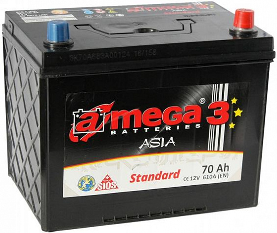 Аккумулятор A-mega Standard Asia (70 A/h), 610A R+ (A-mega: AStJ 70.0)