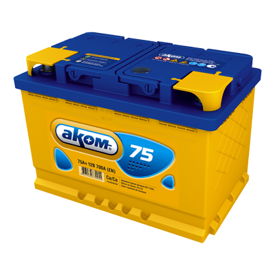 Аккумулятор AKOM 6CT-75 Евро (75 A/h), 700А R+ (AKOM: 6СТ-75VL 0)