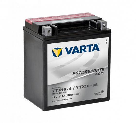 Аккумулятор Varta Powersports AGM 514 902 022 (14 A/h), 210A L+ (VARTA: 514 902 022)