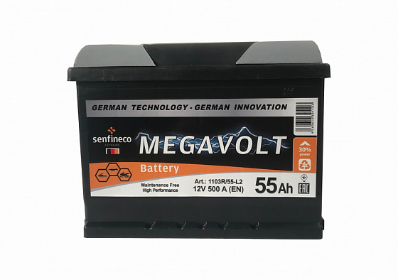 Аккумулятор Senfineco Megavolt 12V L+ (55 А/h) (MegaVolt: 1110L55-L2)