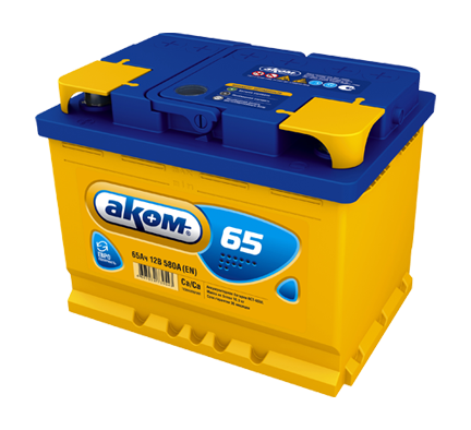 Аккумулятор AKOM 6CT-65 (65 A/h), 580А L+ (AKOM: 6СТ-65VL 1)