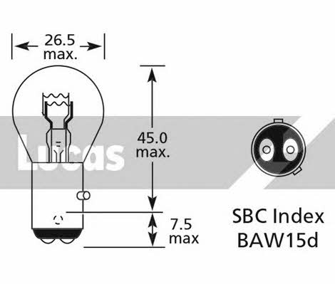 Лампа накаливания PR21/5W 12V 21/5W (LLB383) Lucas Electrical LLB383 (LUCAS ELECTRICAL: LLB383)