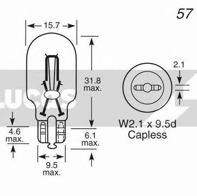 Лампа накаливания W21W 12V 21W (LLB921) Lucas Electrical LLB921 (LUCAS ELECTRICAL: LLB921)