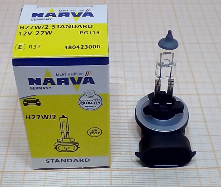 Лампа галогенная Narva Standard H27W/2 12V 27W (480423000) Narva 480423000 (NARVA: 480423000)