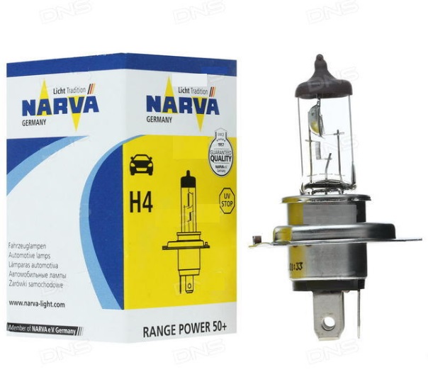 Лампа галогенная Narva RangePower +50% H4 12V 60/55W (488613000) Narva 488613000 (NARVA: 488613000)