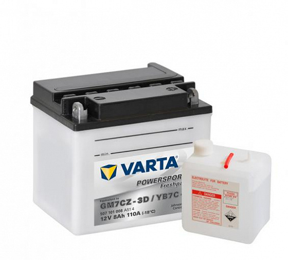 Аккумулятор Varta Powersports Freshpack 507 101 008 (8 A/h), 110A R+ (VARTA: 507 101 008)