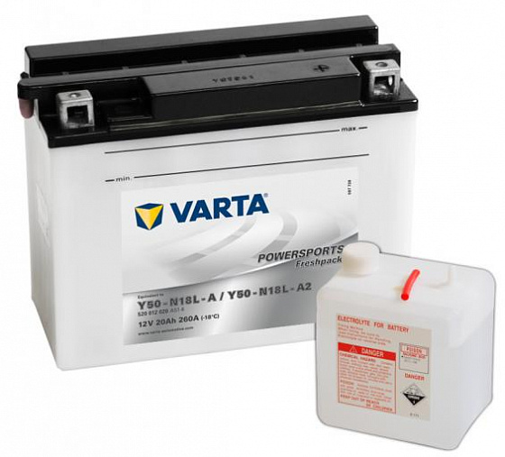 Аккумулятор Varta Powersports Freshpack 520 012 020 (20 A/h), 260A R+ (VARTA: 520 012 020)