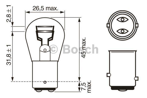 Лампа накаливания P21/5W 6V 21/5W (1987302609) Bosch 1 987 302 609 (BOSCH: 1 987 302 609)