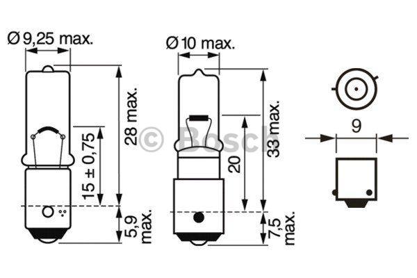 Лампа накаливания H6W 12V 6W (1987302285) Bosch 1 987 302 285 (BOSCH: 1 987 302 285)