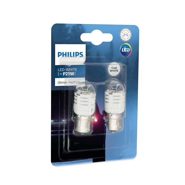 Лампа светодиодная Philips Ultinon Pro3000 P21W White 12V W1,75 (2 шт.) (11498U30CWB2) Philips 11498U30CWB2 (PHILIPS: 11498U30CWB2)