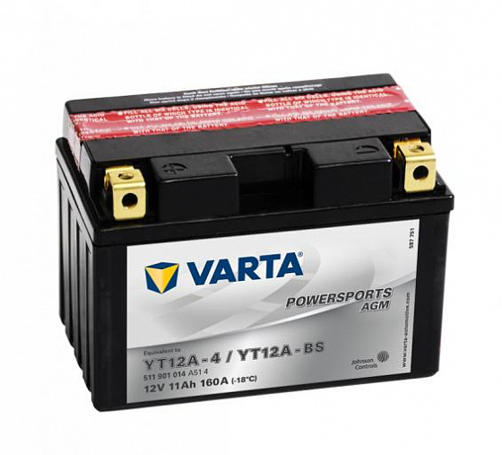 Аккумулятор Varta Powersports AGM 511 901 014 (11 A/h), 160A L+ (VARTA: 511 901 014)