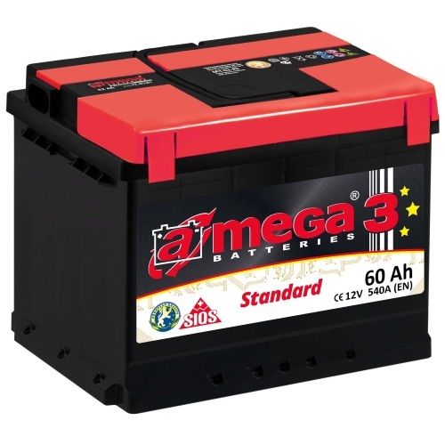 Аккумулятор A-mega Standard 6СТ-60 (60 A/h), 540A R+ (A-mega: ASt 60.0)