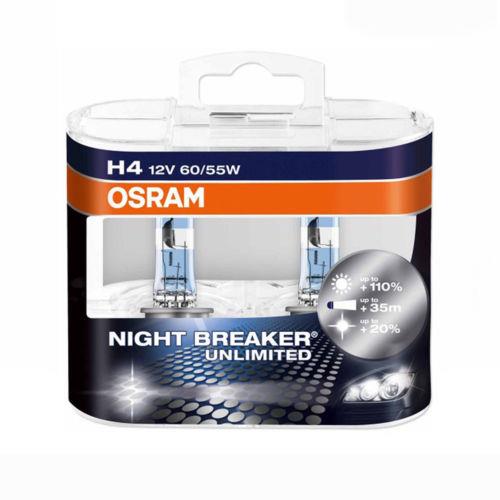 Лампа галогенная Osram Night Breaker Unlimited +110% H4 12V 60/55W (2 шт.) (64193NBUDUO) Osram 64193 NBU-DUO (OSRAM: 64193 NBU-DUO)