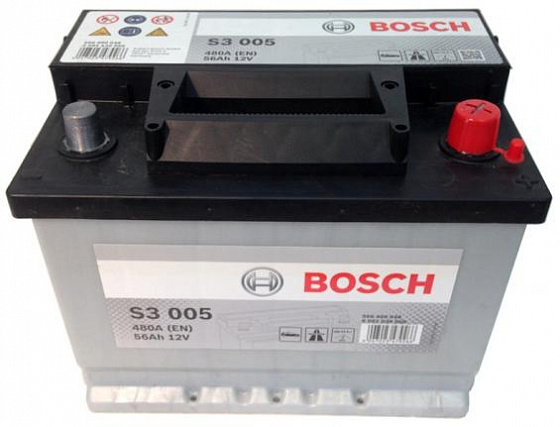 Аккумулятор Bosch S3 005 (56 A/h), 480А R+ (556 400 048) (BOSCH: 0092S30050)