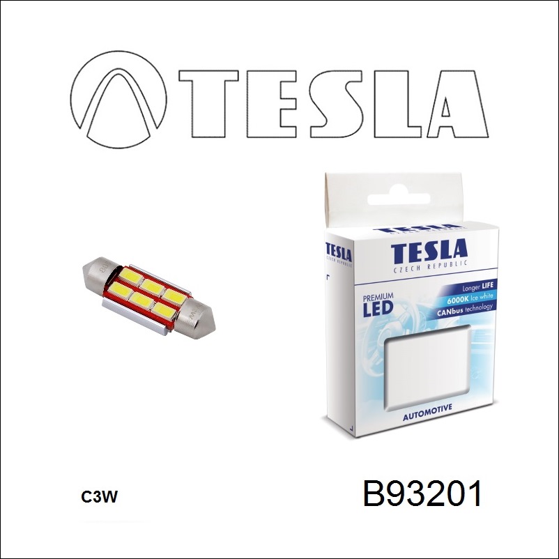 Лампа светодиодная Festoon 33 12V SV8,5 (2 шт.) (B93201) Tesla B93201 (TESLA: B93201)