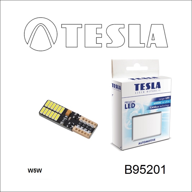 Лампа светодиодная T10 12V W2,1x9,5d (2 шт.) (B95201) Tesla B95201 (TESLA: B95201)