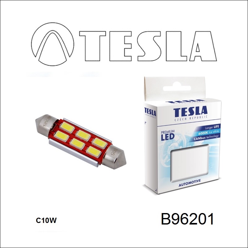 Лампа светодиодная Festoon 41 12V SV8,5 (2 шт.) (B96201) Tesla B96201 (TESLA: B96201)