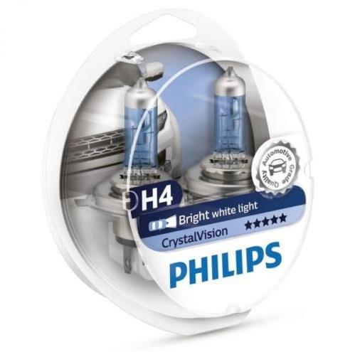 Лампа галогенная Philips CristalVision H4 +W5W 12V 60/55W (2+2 шт.) (12342CVSM) Philips 12342CVSM (PHILIPS: 12342CVSM)