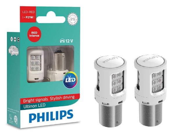 Лампа светодиодная Philips Ultinon LED P21W 12V BA15s (2 шт.) (11498ULRX2) Philips 11498ULRX2 (PHILIPS: 11498ULRX2)