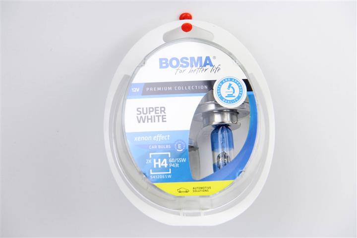 Лампа галогенная BOSMA SUPER WHITE H4 12V 60/55W (2 шт.) (3462) BOSMA 3462 (BOSMA: 3462)