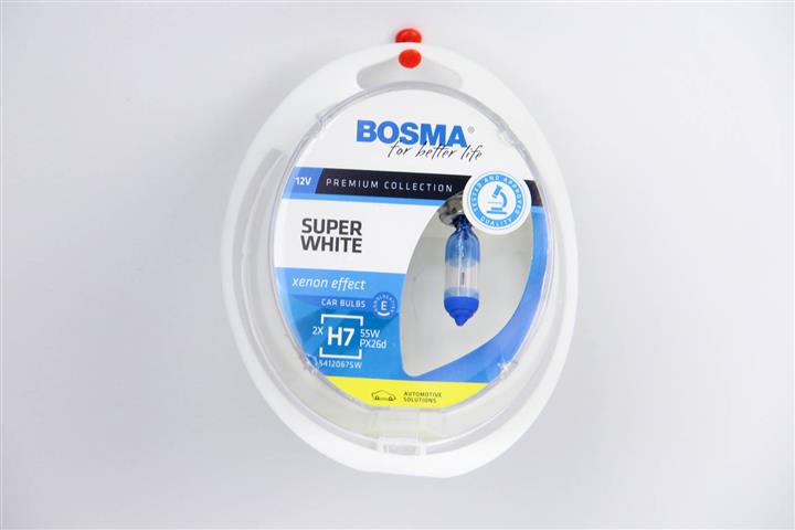 Лампа галогенная BOSMA SUPER WHITE H7 12V 55W (2 шт.) (3691) BOSMA 3691 (BOSMA: 3691)