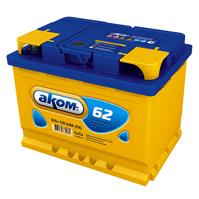 Аккумулятор AKOM 6CT-62 Евро (62 A/h), 540А R+ (AKOM: 6СТ-62VL 0)