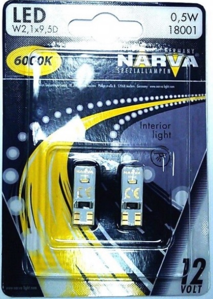 Лампа светодиодная T10 12V W2,1x9,5d (18001) Narva 18001 (NARVA: 18001)