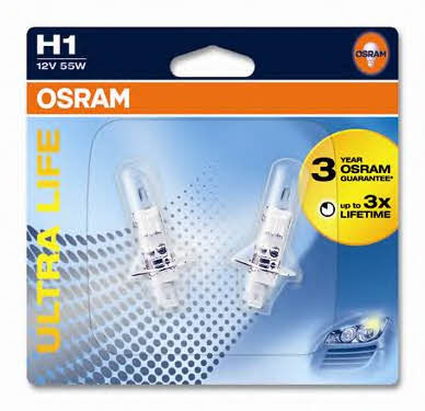 Лампа галогенная Osram Ultra Life H1 12V 55W (2 шт.) (64150ULT02B) Osram 64150ULT-02B (OSRAM: 64150ULT-02B)