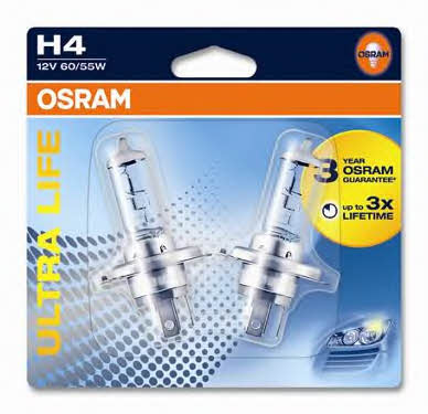 Лампа галогенная Osram Ultra Life H4 12V 60/55W (2 шт.) (64193ULT02B) Osram 64193ULT-02B (OSRAM: 64193ULT-02B)