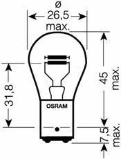 Лампа накаливания PR21/5W 12V 21/5W (7538LDR) Osram 7538LDR (OSRAM: 7538LDR)