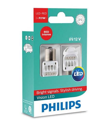 Лампа светодиодная Philips X-treme Vision LED P21W 12V BA15s RED (2 шт.) (12839REDX2) Philips 12839REDX2 (PHILIPS: 12839REDX2)