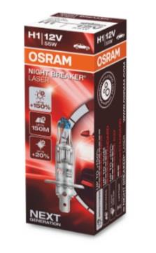 Лампа галогенная Osram Night Breaker Laser +150% H1 12V 55W (64150NL) Osram 64150NL (OSRAM: 64150NL)