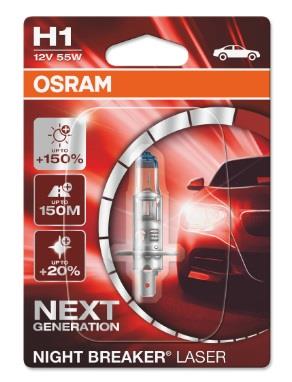 Лампа галогенная Osram Night Breaker Laser +150% H1 12V 55W (64150NL01B) Osram 64150NL-01B (OSRAM: 64150NL-01B)