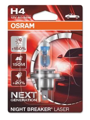 Лампа галогенная Osram Night Breaker Laser +150% H4 12V 60/55W (64193NL01B) Osram 64193NL-01B (OSRAM: 64193NL-01B)