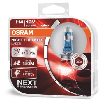 Лампа галогенная Osram Night Breaker Laser +150% H4 12V 60/55W (2 шт.) (64193NLHCB) Osram 64193NL-HCB (OSRAM: 64193NL-HCB)