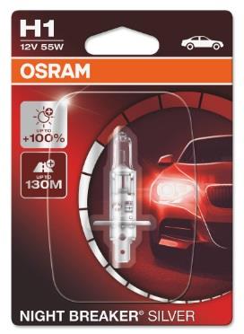 Лампа галогенная Osram Night Breaker Silver +100% H1 12V 55W (64150NBS01B) Osram 64150NBS-01B (OSRAM: 64150NBS-01B)