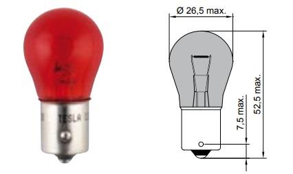 Лампа накаливания красная PR21W 12V 21W (B52601) Tesla B52601 (TESLA: B52601)