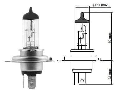 Лампа галогенная H4 12V 60/55W (DKH412V6055WP45T) DK DK-H4 12V60/55W P45T (DK: DK-H4 12V6055W P45T)