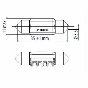 Лампа светодиодная Festoon 38 24V SV8,5 (249434000KX1) Philips 249434000KX1 (PHILIPS: 249434000KX1)