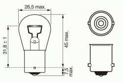 Лампа накаливания P21W 12V 21W (1987302925) Bosch 1 987 302 925 (BOSCH: 1 987 302 925)